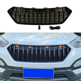 Front Grille For 2013 2014 2015 2016 Hyundai Santa Fe Bumper Grills Grill Cover W/3 Light Black