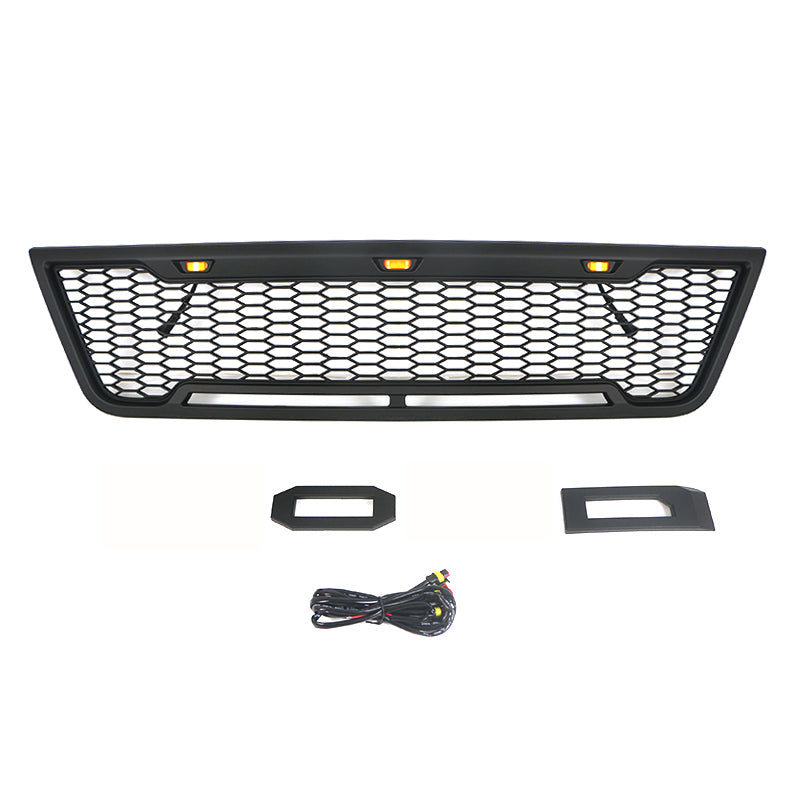 Front Grille For 2003 2004 2005 2006 2007 Ford E150 E250 E350 Bumper Grilles Grill W/3 Lights Black