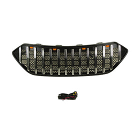 Front Grille For 2013-2016 Hyundai Santa Fe Bumper Grills Grill Cover W/3 Light Chrome