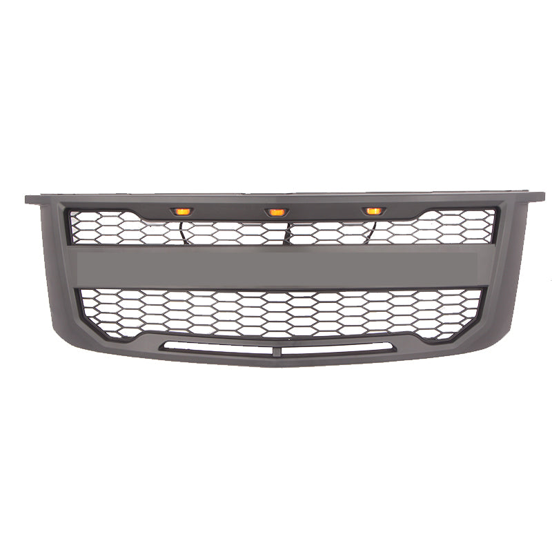 Front Grille for 2015-2019 Chevrolet Suburban Raptor Style Bumper Grills Grill Cover W/3 LED Light Black