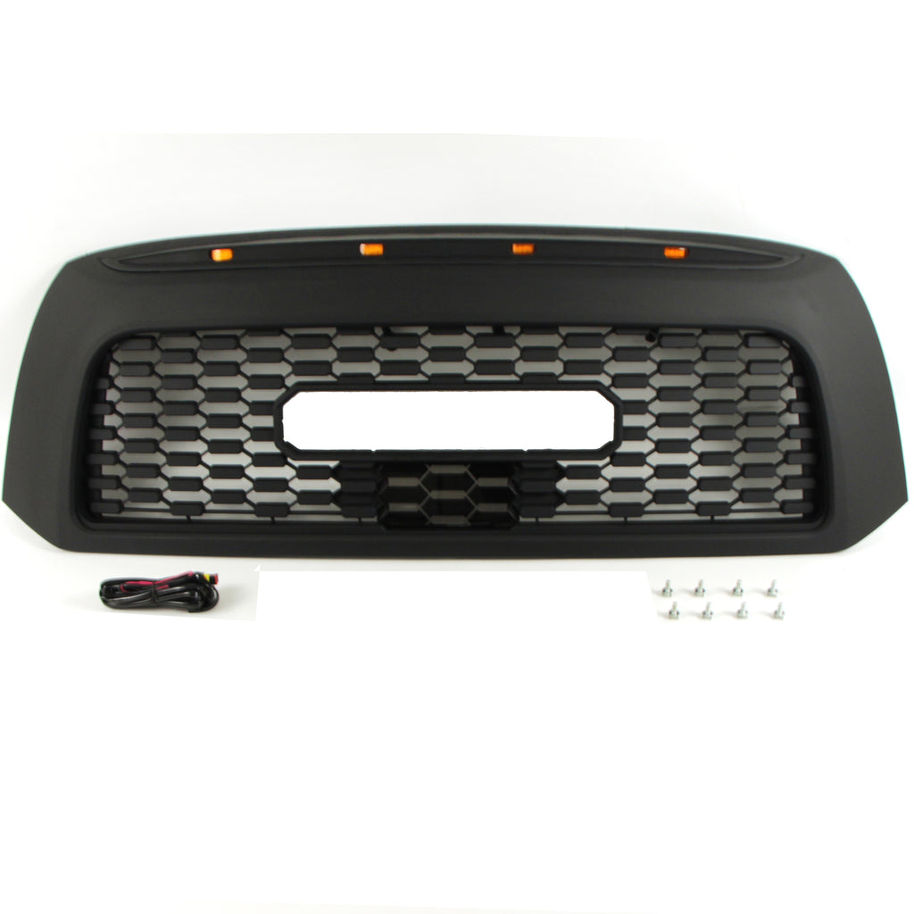 Front Grille For 2007 2008 2009 2010 2011 2012 2013 Toyota Tundra Bumper Grills Grill Cover W/4 LED Light