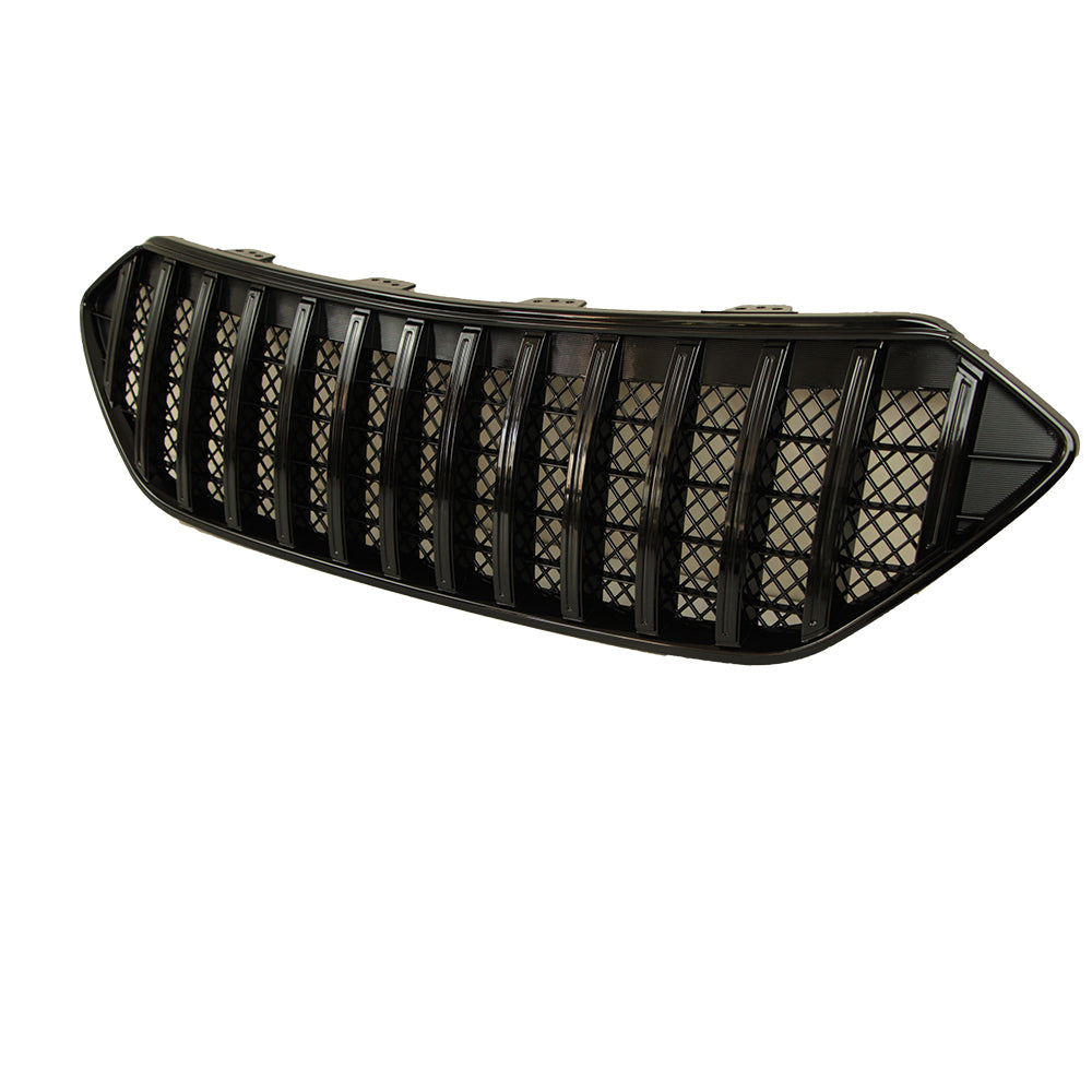 Front Grille For 2013-2016 Hyundai Santa Fe Bumper Grills Grill Cover W/3 Light Gloss Black