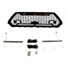 Load image into Gallery viewer, Front Grille For 2020 Toyota RAV4 Bumper Grills Grill Cover W/3 LED Lights&amp;Light Bar Black