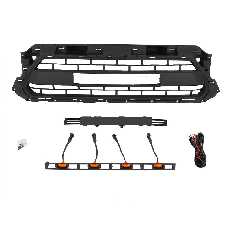Front Grille For 2012-2015 Toyota Tacoma Bumper Grills Grill Cover W/4 LED Light Black