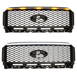 Front Grille for 2021-2022 Ford F150 4x4 Pickup Raptor Front Bumper Grill W/LED Lights Black