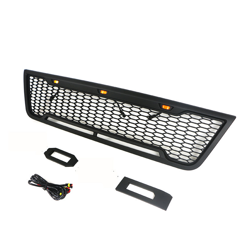 Front Grille For 2003 2004 2005 2006 2007 Ford E150 E250 E350 Bumper Grilles Grill W/3 Lights Black