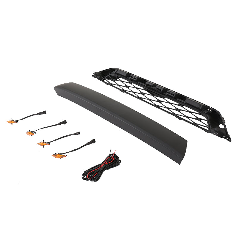 Front Grille For 2014-2019 Toyota 4Runner Bumper Grills Grill Cover W/4 LED Light Black