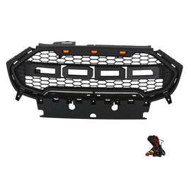 Front Grille 2016 2017 2018 2019 For Ford Ecosport Bumper Grills Grill Cover W/3 LED Light Black