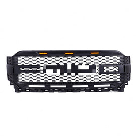 Front Grille for 2021-2022 Ford F150 Raptor Bumper Grills Grill W/4 LED Lights Matte Black