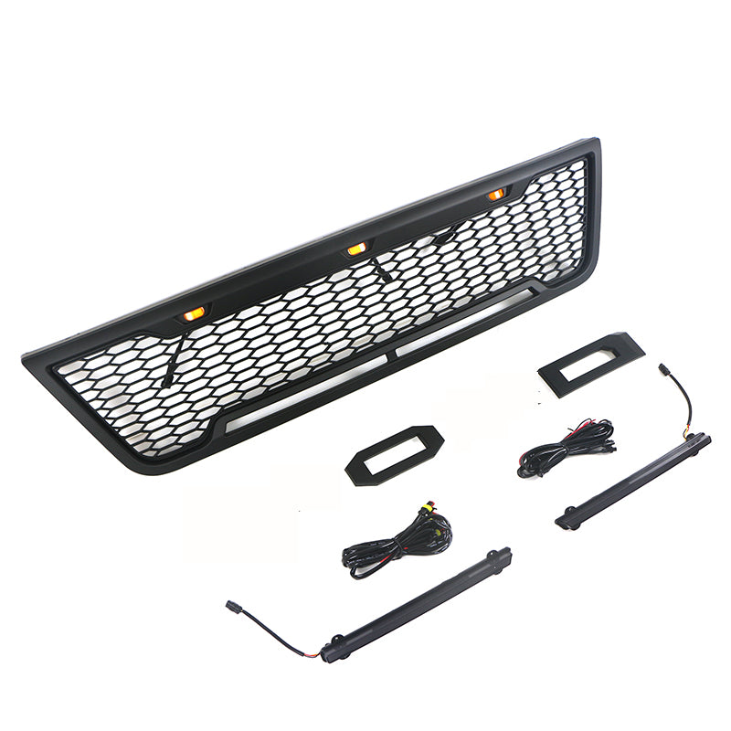 Front Grille For 2003 2004 2005 2006 2007 E150 E250 E350 Matte Black Grille With Light Bar