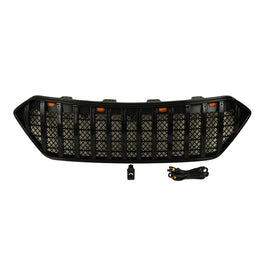 Front Grille For 2013 2014 2015 2016 Hyundai Santa Fe Bumper Grills Grill Cover W/3 Light Black