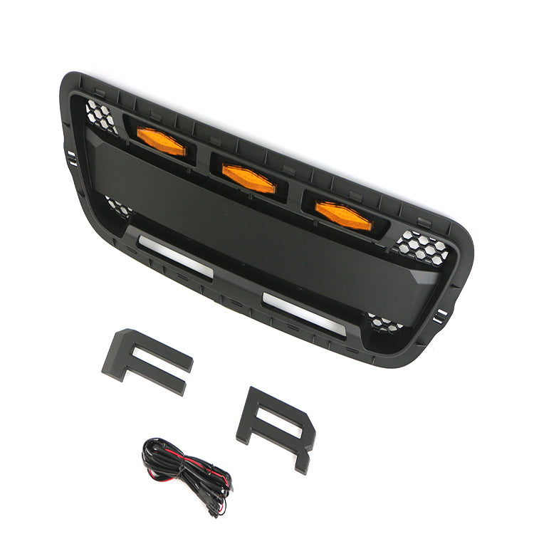 Front Grille For 2001 2002 2003 Ford Ranger Raptor Style Grilles Bumper Grills With Letters & Lights Black