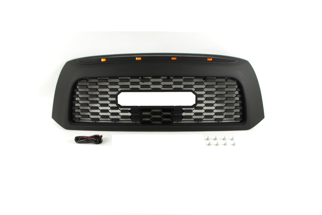 Front Grille For 2007 2008 2009 2010 2011 2012 2013 Toyota Tundra Bumper Grills Grill Cover W/4 LED Light