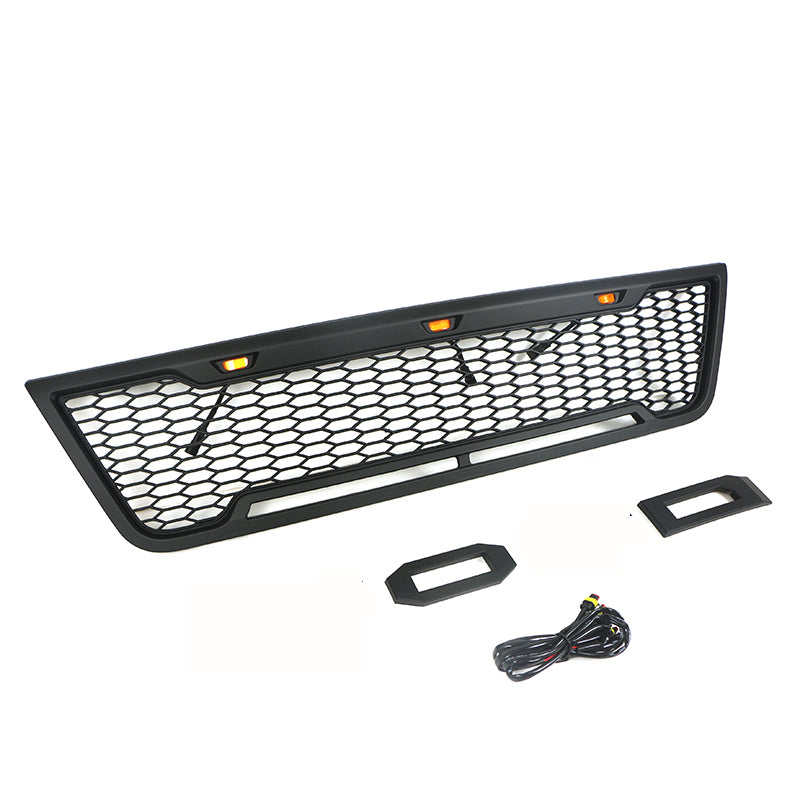 Front Grille For 2003 2004 2005 2006 2007 Ford E150 E250 E350 Bumper Grilles Grill W/3 Lights Black