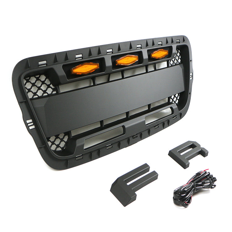 Front Grille For 2001 2002 2003 Ford Ranger Raptor Style Grilles Bumper Grills With Letters & Lights Black