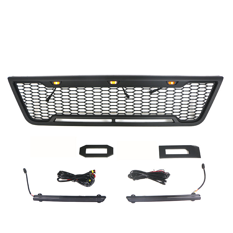 Front Grille For 2003 2004 2005 2006 2007 E150 E250 E350 Matte Black Grille With Light Bar