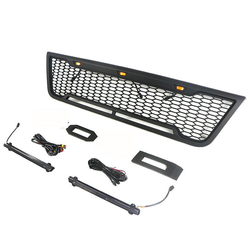 Front Grille For 2003 2004 2005 2006 2007 E150 E250 E350 Matte Black Grille With Light Bar