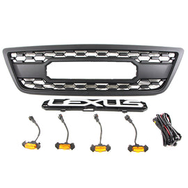 Front Grille For 1998 1999 2000 2001 2002 Lexus LX570 Front Center Mesh Grill Cover With 4 LED Lights Black