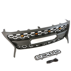 Front Grille For 2013 2014 2015 Lexus LX570 Front Center Mesh Grill Cover With 4 LED Lights Black