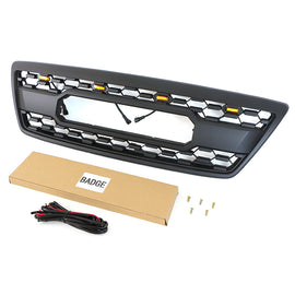 Front Grille For 2003 2004 2005 2006 2007 Lexus LX570 Front Center Mesh Grill Cover With 4 LED Lights Black